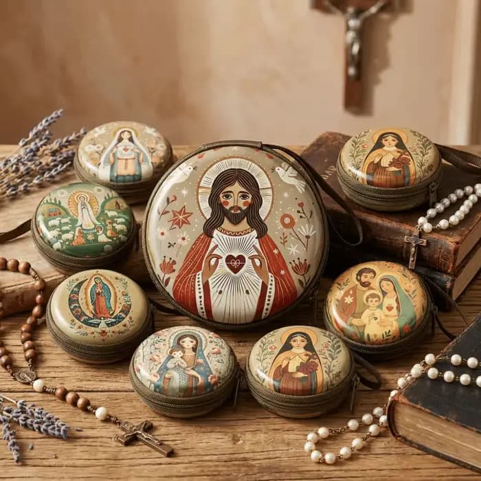 Sac de rangement pour chapelet de prière de la Vierge Marie
