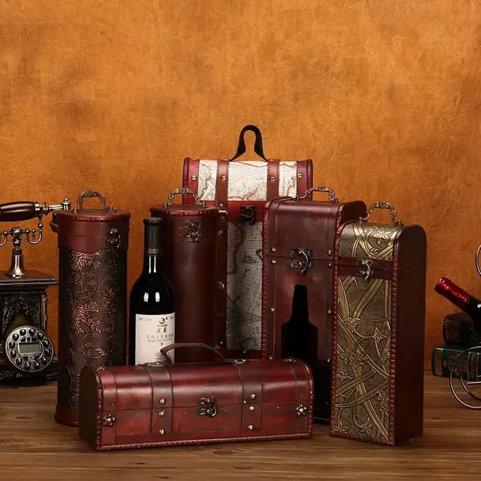 Boîte à vin en bois de Style Antique