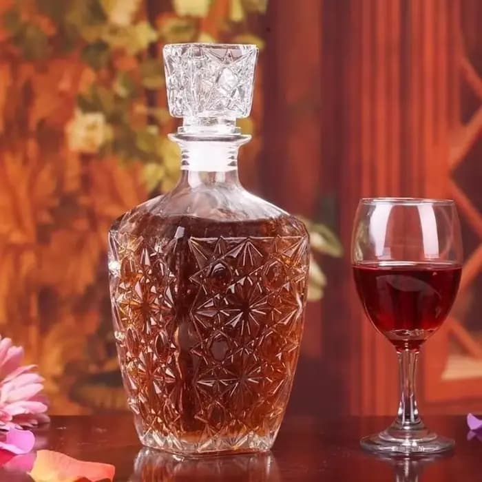 Bouteille Transparente en Verre Clip pour Whisky ou Vin Français