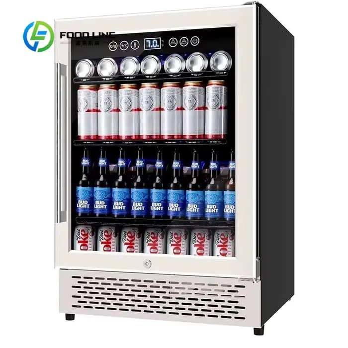 Réfrigérateur à boissons et à vin commercial personnalisé de 24 pouces pour le stockage et l'affichage
