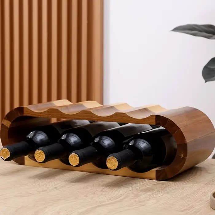 Présentoir de vin rouge Double couche en bois massif