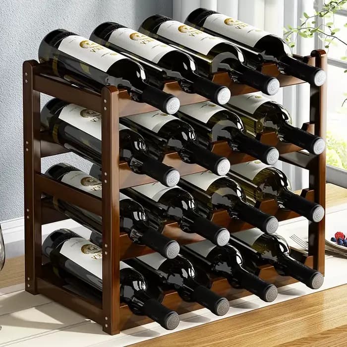 Présentoir à vin rouge en bambou