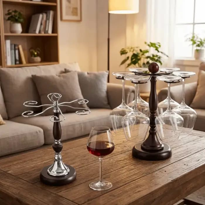 Porte-verres à vin en bois pour 6 bouteilles