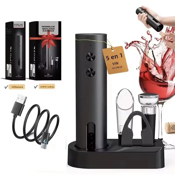 Ouvre-bouteille électrique Rechargeable avec coupe-feuille