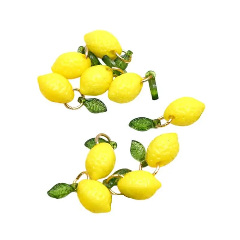 Nouvelles breloques en acrylique en forme de citron, 10 pièces, pour bijoux DIY, petites breloques c