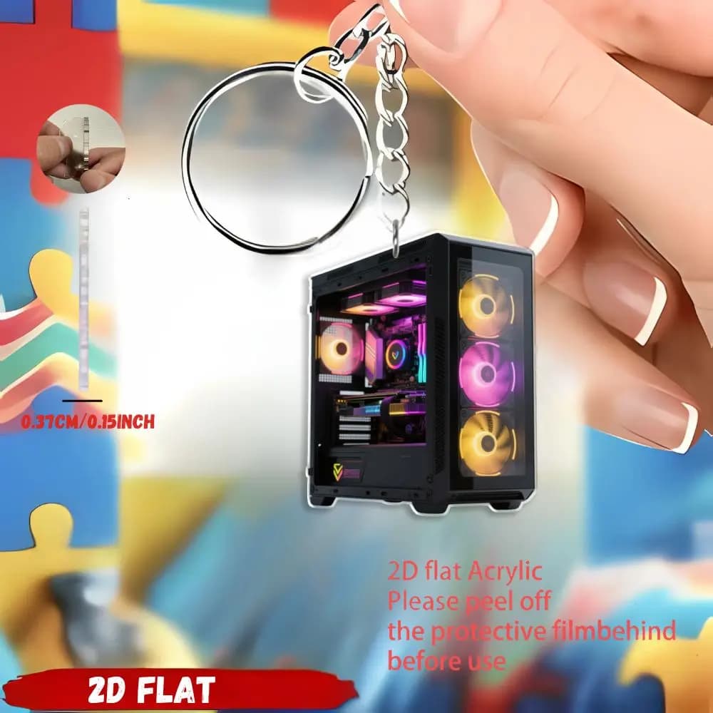 Porte-clés à motif d'ordinateur, pendentif en acrylique 2D coloré, fournitures de bureau, décoration