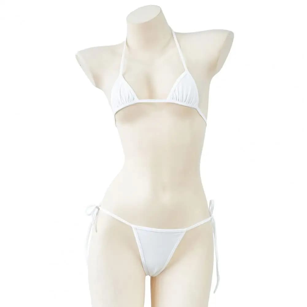 Mini maillot de bain Sexy pour vacances plage, ensemble Bikini Micro Triangle pour femmes, col licou