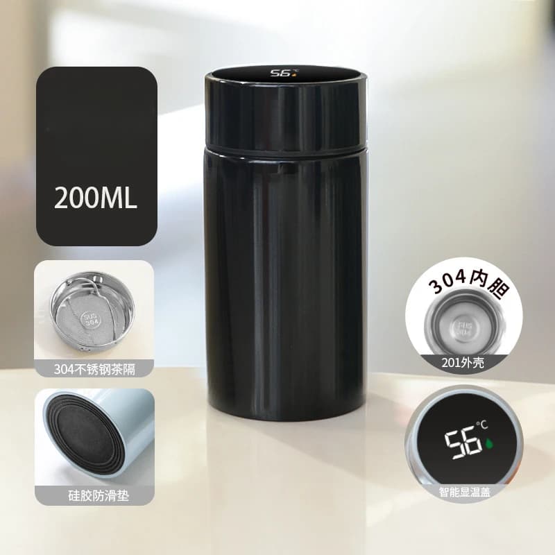 Mini Thermos de poche intelligent, bouteille d'eau avec affichage de la température de 200ml, flacon