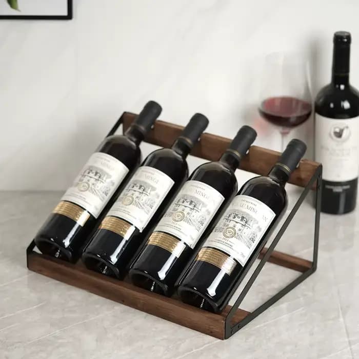 Casier à vin trapézoïdal-présentoir incliné à 4 bouteilles