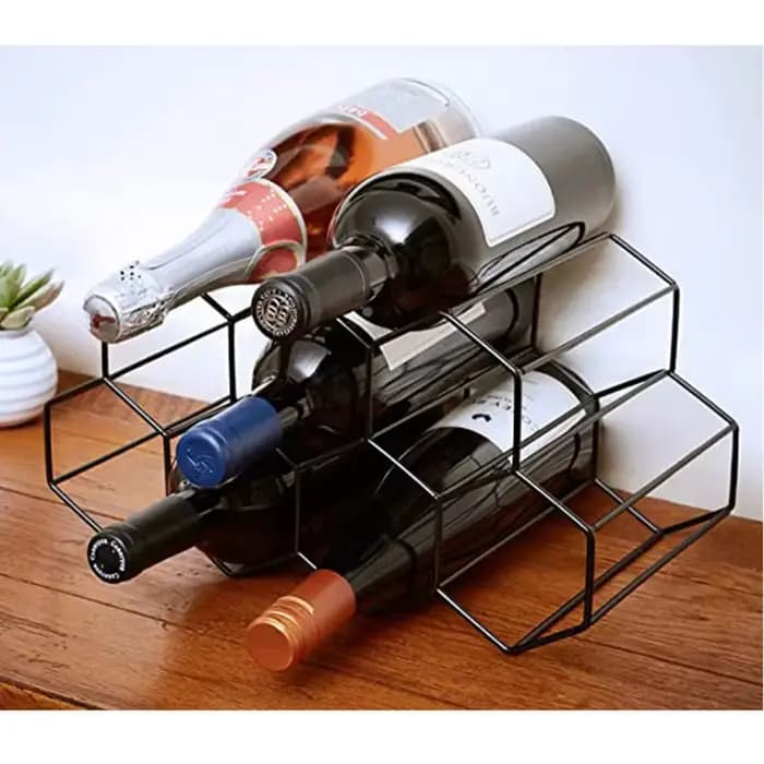 Casier à vin en forme de nid d'abeille en métal moderne
