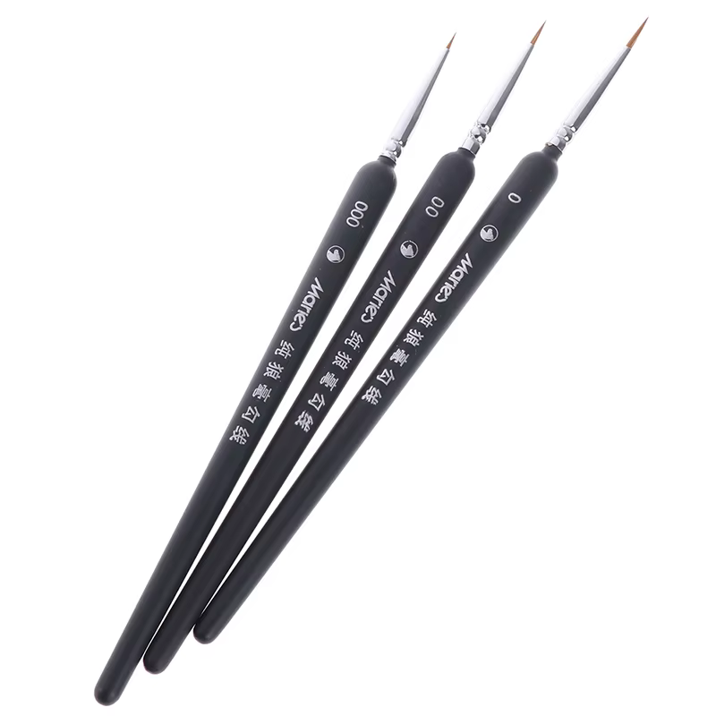 △   Pinceaux professionnels en poils de loup pour peinture miniature, 3 pièces, 0/00/000, pour l'art