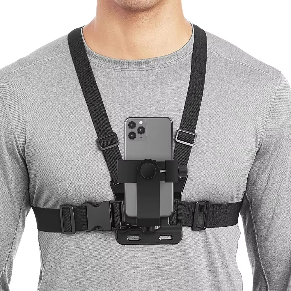 1 PC support de pince de téléphone réglable avec support de Fixation de sangle de poitrine pour appa