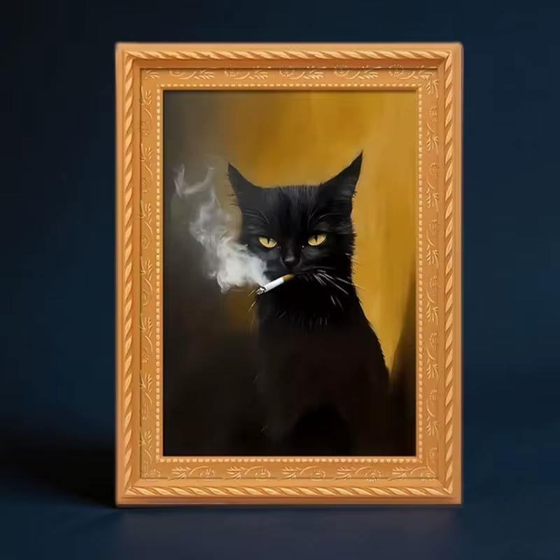 Mini aimant photo avec chat noir, décoration légère pour la maison, idéal pour le réfrigérateur ou l