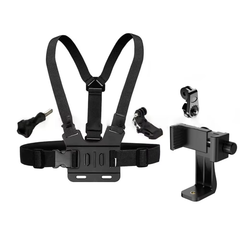 Support de téléphone réglable avec sangle de fixation pour la poitrine, pour caméra sportive, téléph