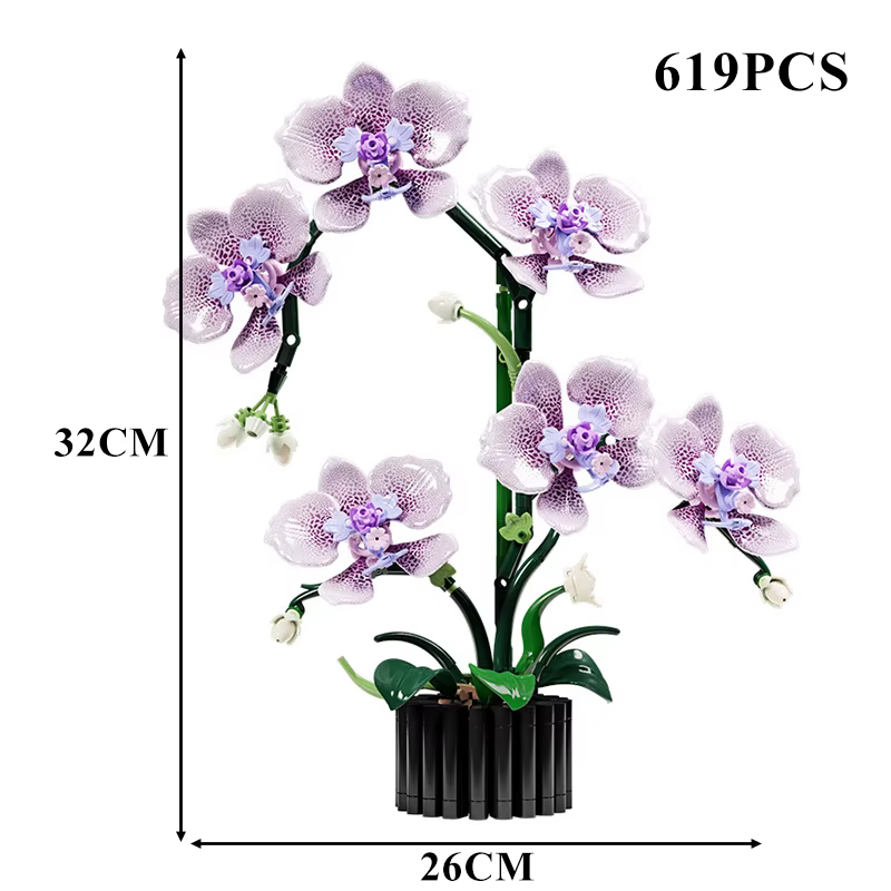Blocs de construction de plantes en pot, orchidée créative, Cymbidium, fleurs éternelles, Simulation