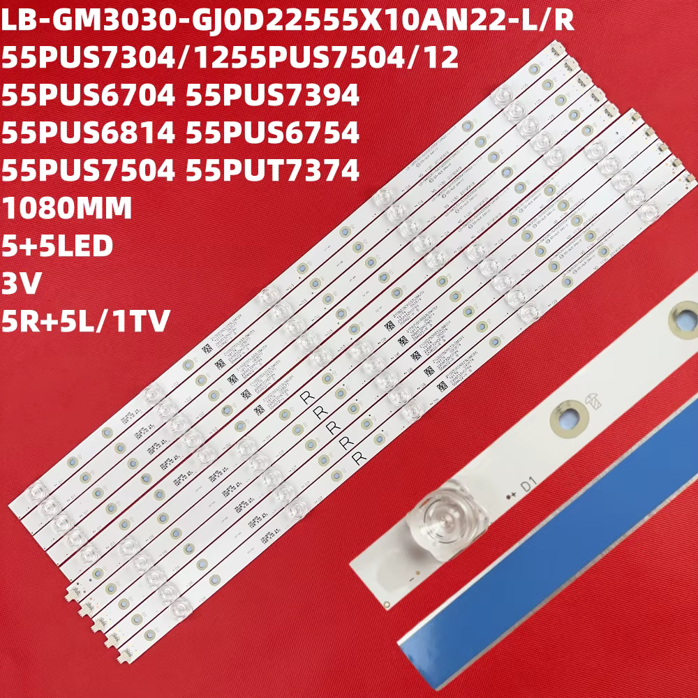 Bande de rétroéclairage LED pour téléviseur 55' 55PUS6754 LB-GM3030-GJ0D22555X10AN22-R 55pus7304/12 