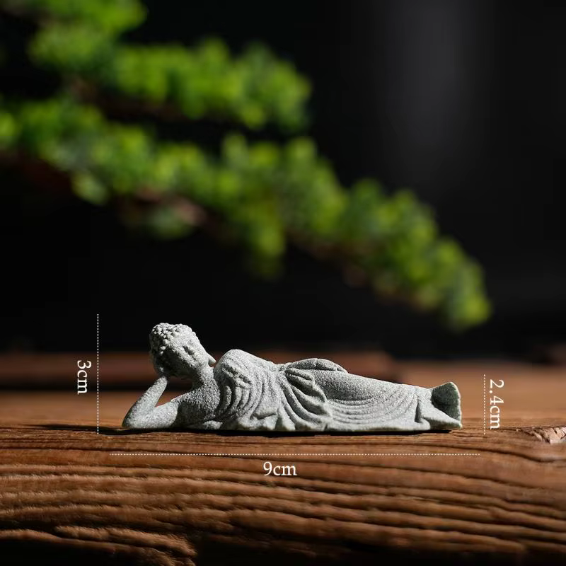 Mini Figurine bouddhiste, décor de bureau, maison Zen, grès vert, ornement thaïlandais, Statue de ja