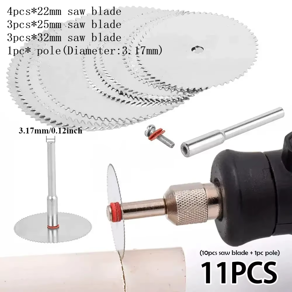 Ensemble de 11 lames de scie circulaire miniatures, disques de coupe en acier inoxydable, roues de c