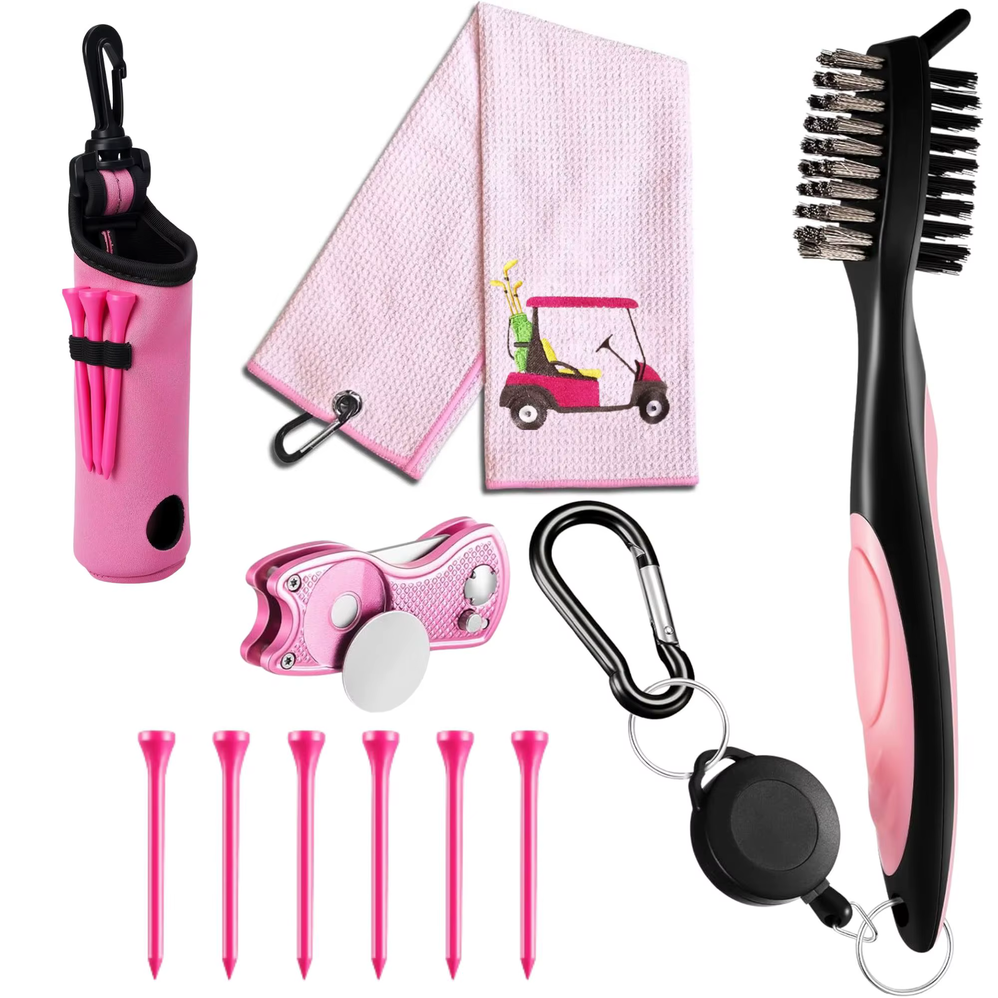 Kit d'accessoires de golf 10 pièces, comprenant un sac à balles de golf avec crochet, une serviette,