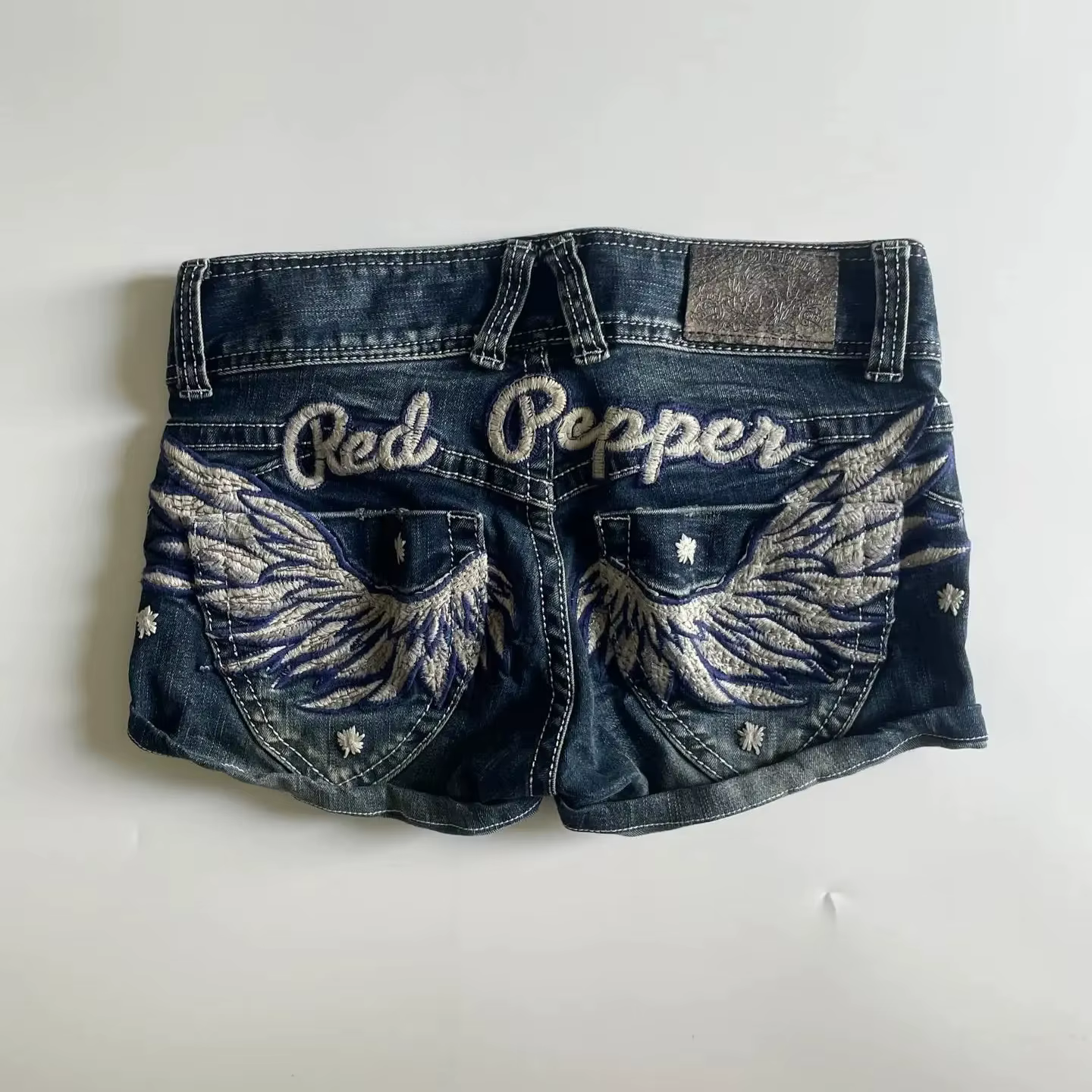 Mini-jupe en jean style jersey '8' avec empiècements, short en jean taille basse pour femme, coupe s