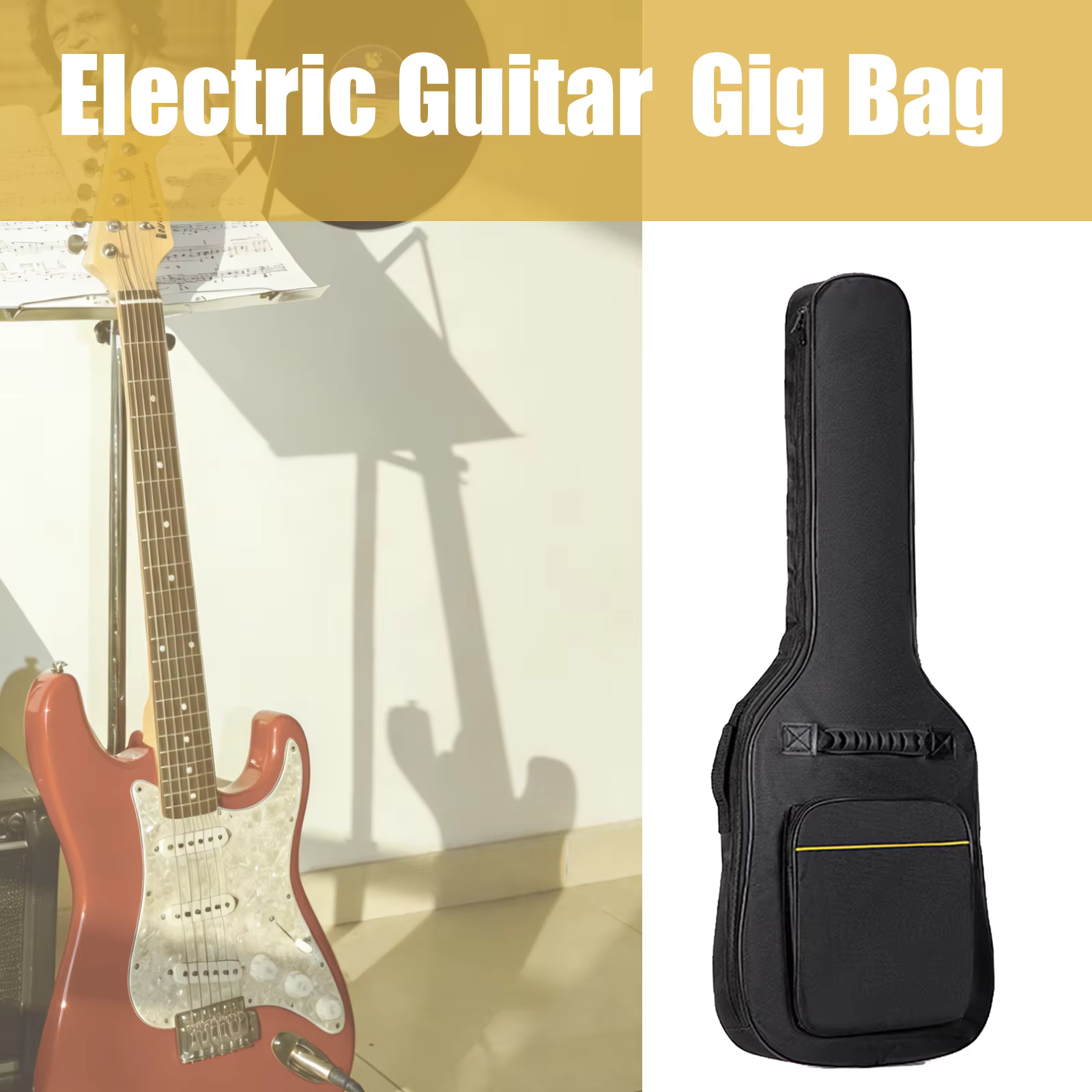 Miwayer Sac de concert pour guitare électrique étanche noir |   Double bretelles pour accessoires de