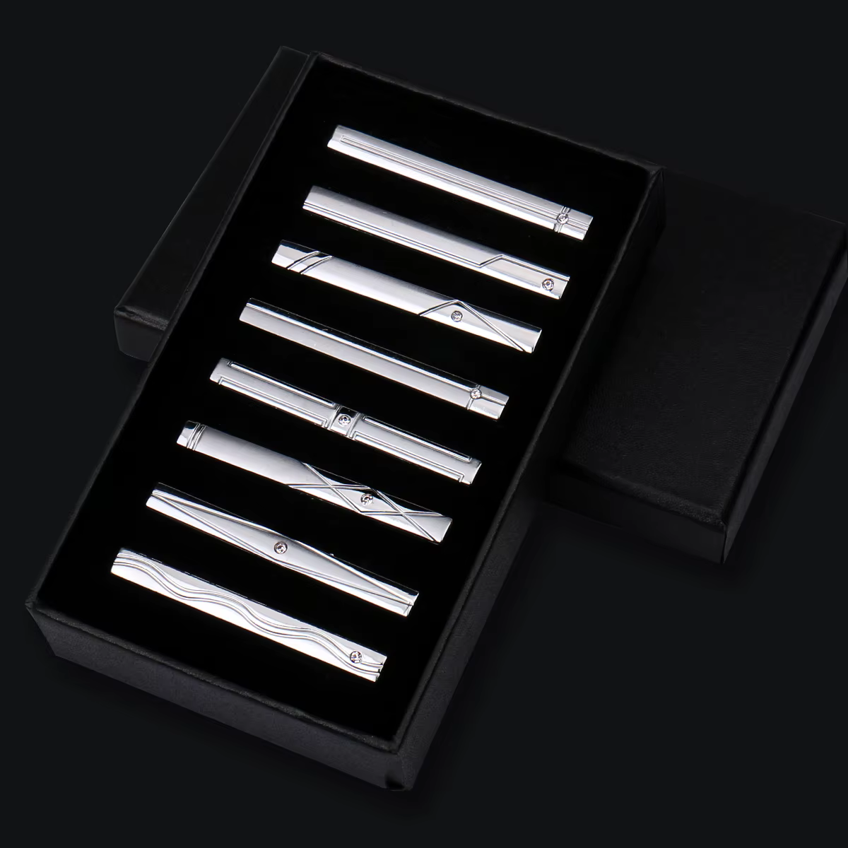 Coffret de pinces à cravate de luxe pour homme, haute qualité, accessoires de costume, 8 pièces, plu