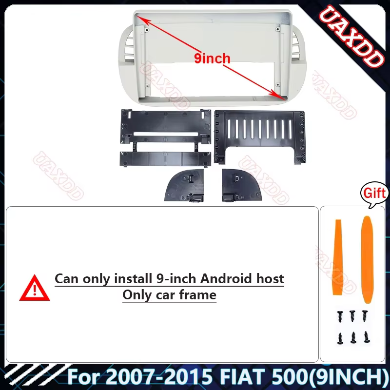 Pour Fiat 500 2007-2015, autoradio MP5 9 pouces, écran Android, accessoires, navigation, cadre de ta