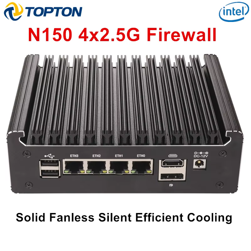 Mini PC pare-feu sans ventilateur Intel N150 N95 Core i5 8250U i3 8145U Pentium 4417U 4x2.5G i226 LA
