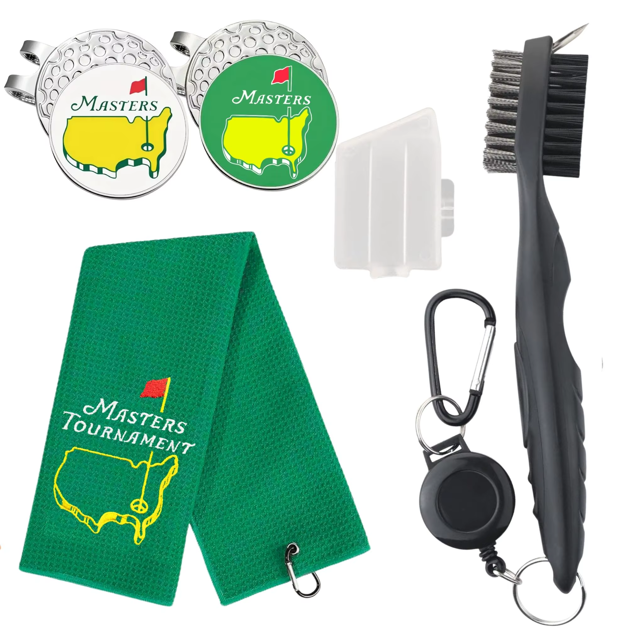 Ensemble de nettoyage d'accessoires de golf 6 pièces, comprend 4 marqueurs de golf 1 serviette de go