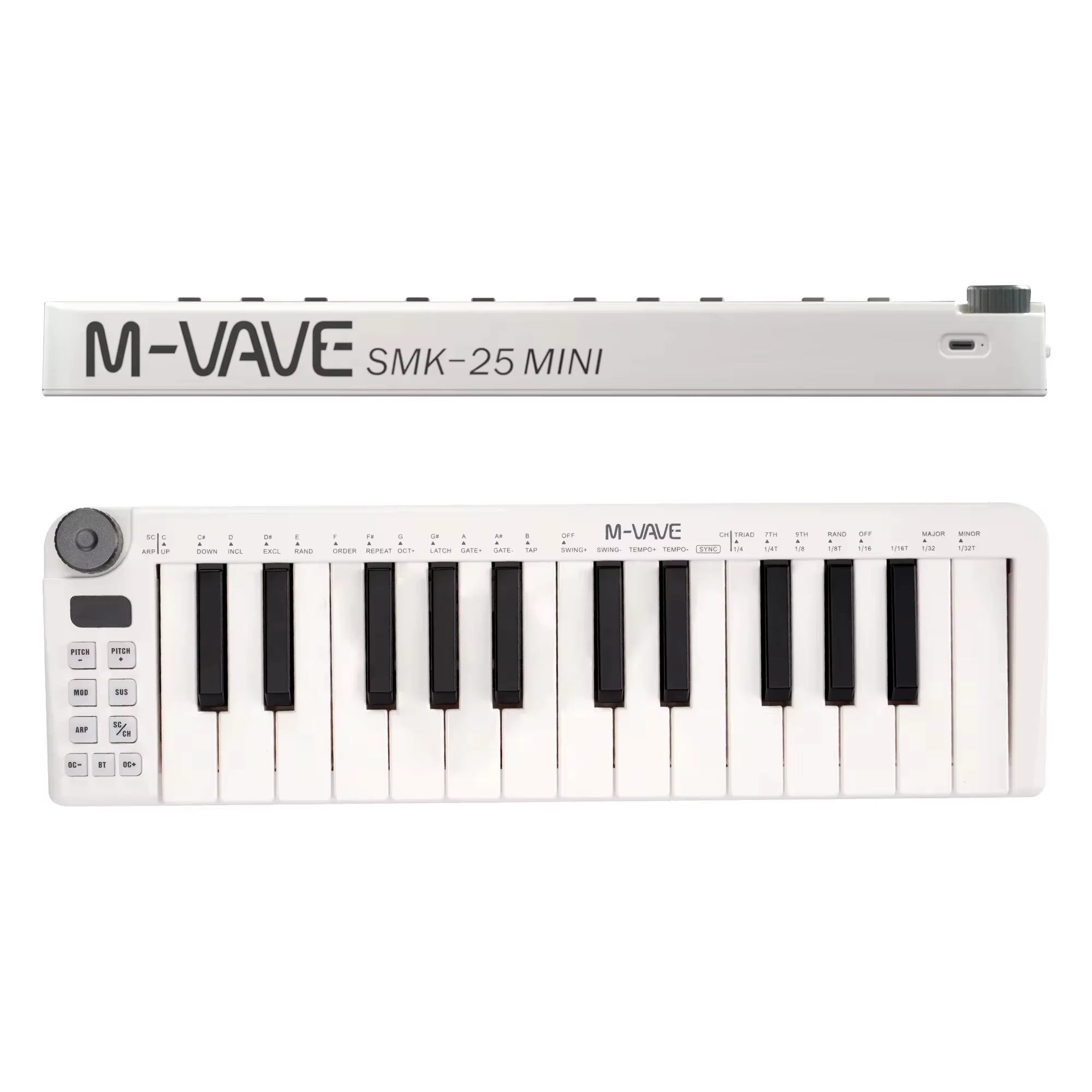 MINI contrôleur M-VAVE SMK-25 avec 25 touches sensibles à la vitesse, mini clavier USB rechargeable,