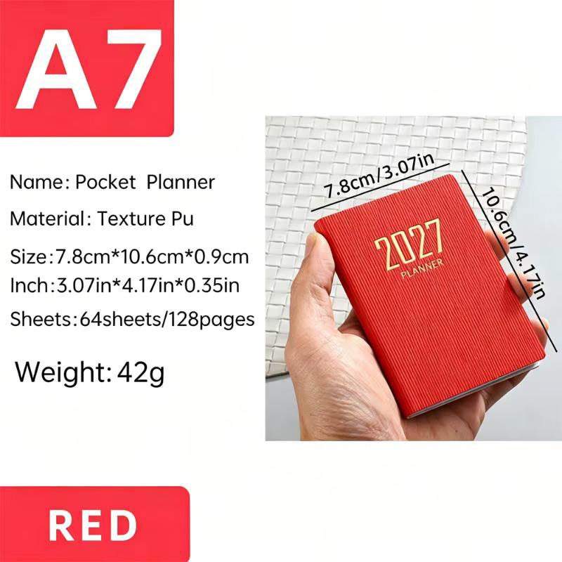 Mini agenda hebdomadaire de poche léger avec calendrier pour étudiants, cadeau pour les voyages d'af