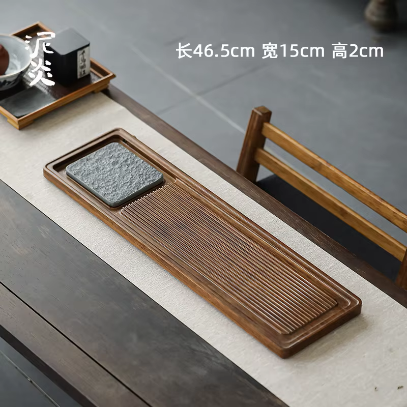 Mini service à thé Kungfu avec plateau en bambou lourd, assiette rectangulaire de brassage à sec, pl