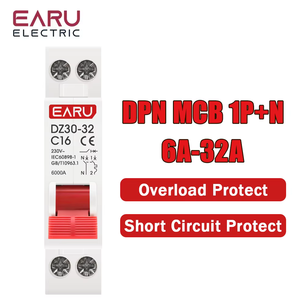 Mini disjoncteur DZ30-32 DPN 1P + N MCB 6A 10A 16A 20A 25A 32A, montage sur Rail Din, découpe Miniat