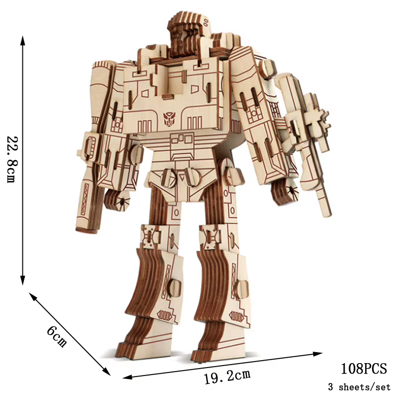 Kendo – Puzzle Robot 3D en bois, Kit de modèle de point stéréo fait à la main, jouet créatif de déco