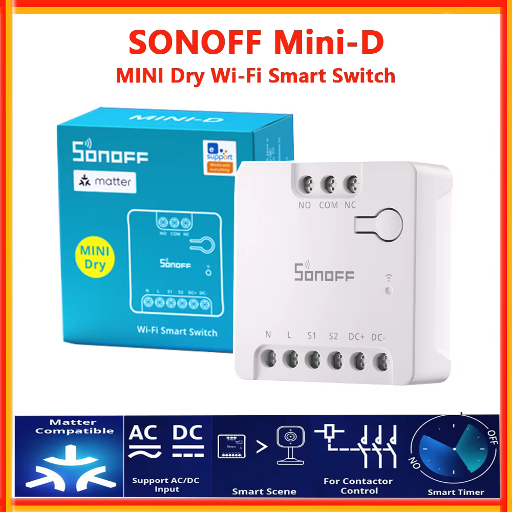 SONOFF MINI-D MINI commutateur intelligent WiFi sec Contact sec AC/DC commutateur pour porte de Gara