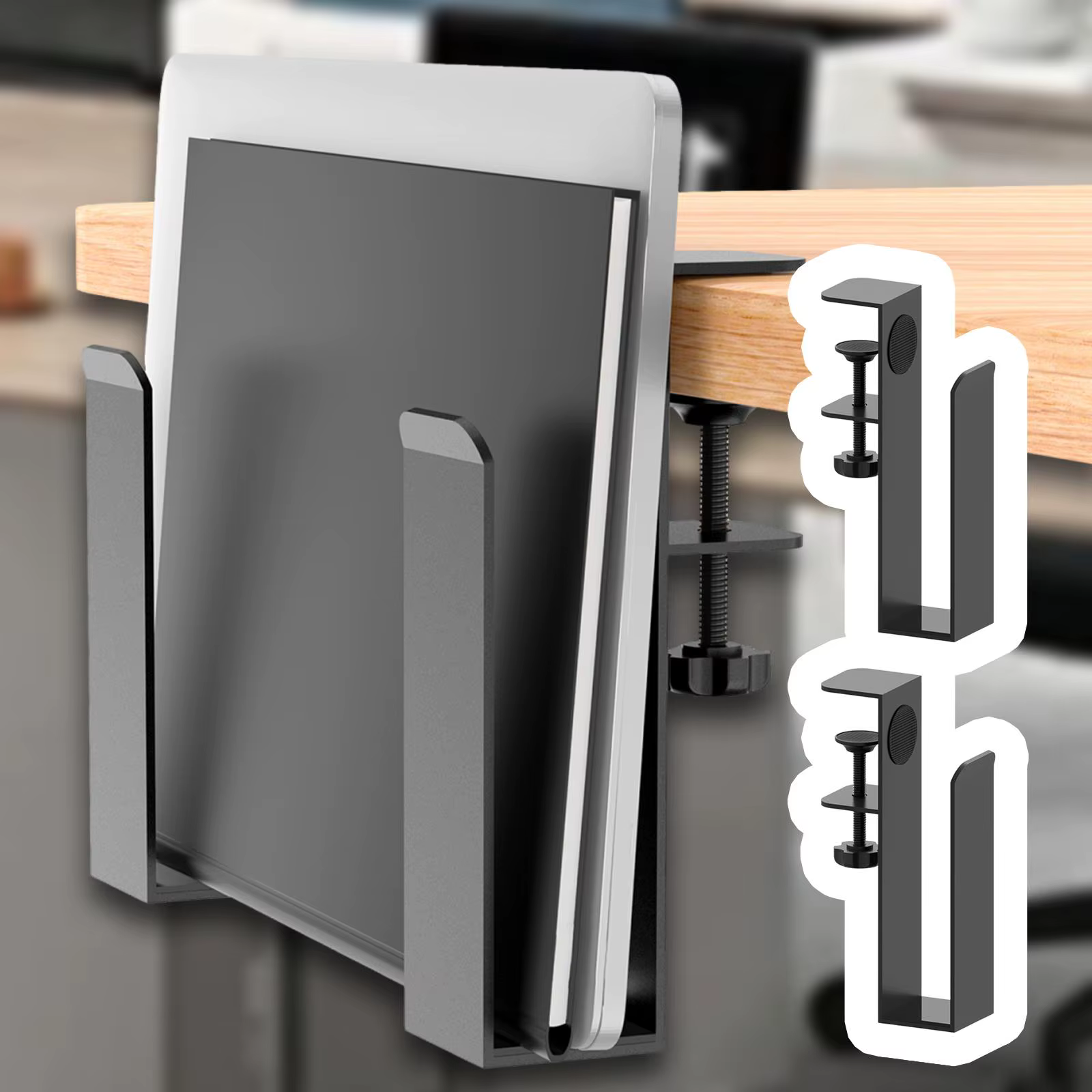 Organisateur d'ordinateur portable suspendu pour bureau, support de tablette, accessoire multifoncti