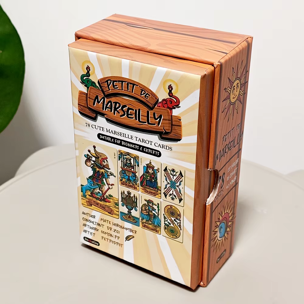 Jeu de tarot Petit de Marseille 12*7cm, 78 cartes de tarot Chibi mignonnes de Marseille dans une boî
