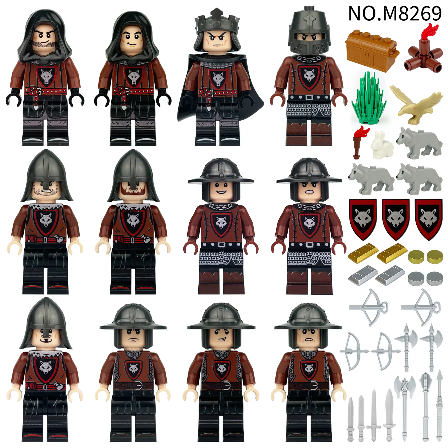 Figurine de chevalier loup d'occasion, vente en gros transfrontalière, jouet de construction à petit