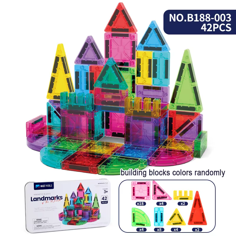 Mini blocs magnétiques de voyage pour enfants, jouets de construction magnétiques, boîte en fer port