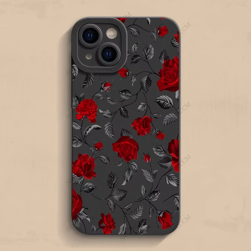 Coque de téléphone antichoc Rose Fashion, coque en silicone souple, iPhone 15, 14, 13, 12, 11 Pro Ma