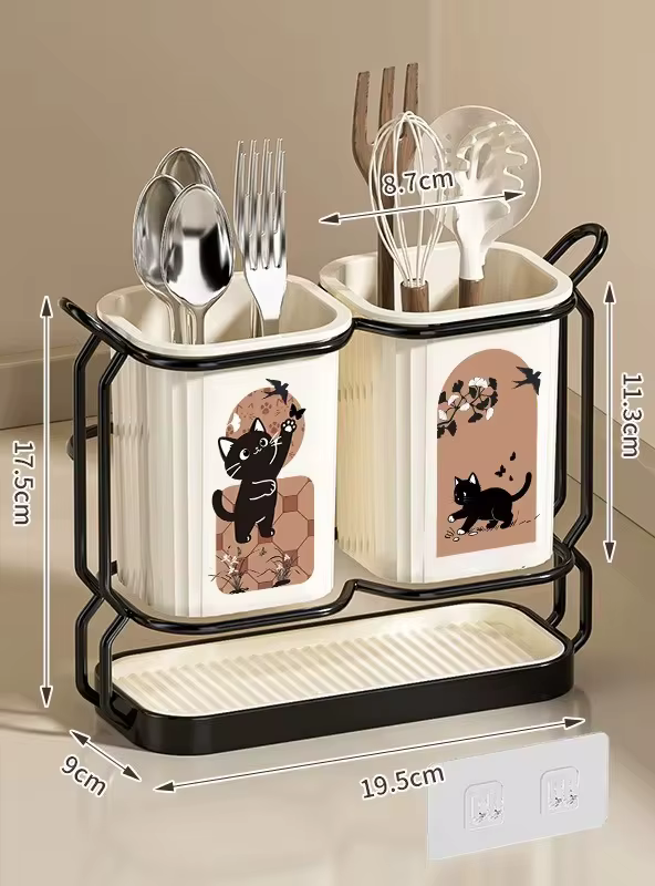 Support à couteaux pour ustensiles de cuisine. Organisateur de couverts et séchoir à poser sur compt