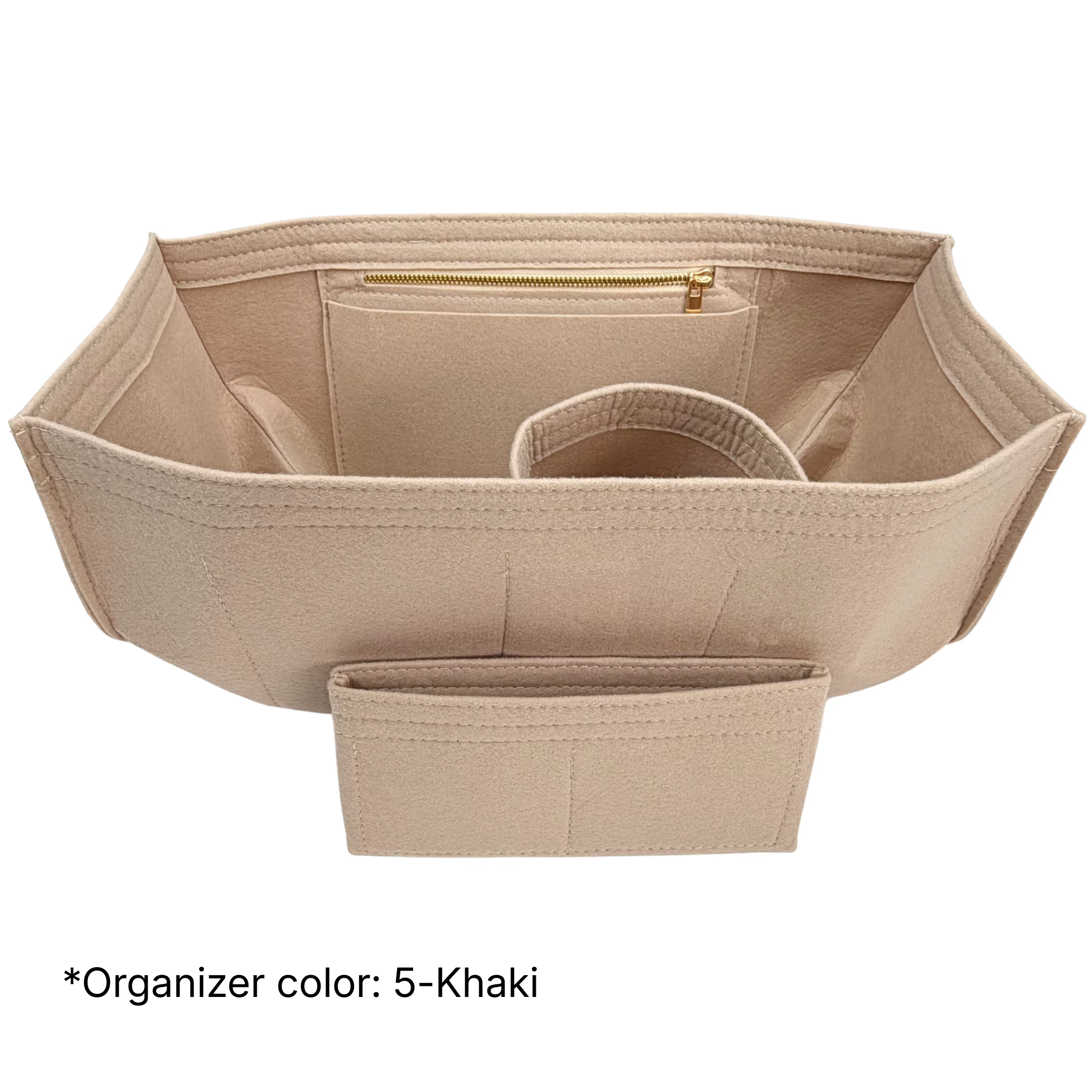 Organisateur de sac en feutre avec fermeture éclair et porte-bouteille, compatible avec les sacs Cyme Large/Mini Tote, insert de rangement et pochette de maintien de forme