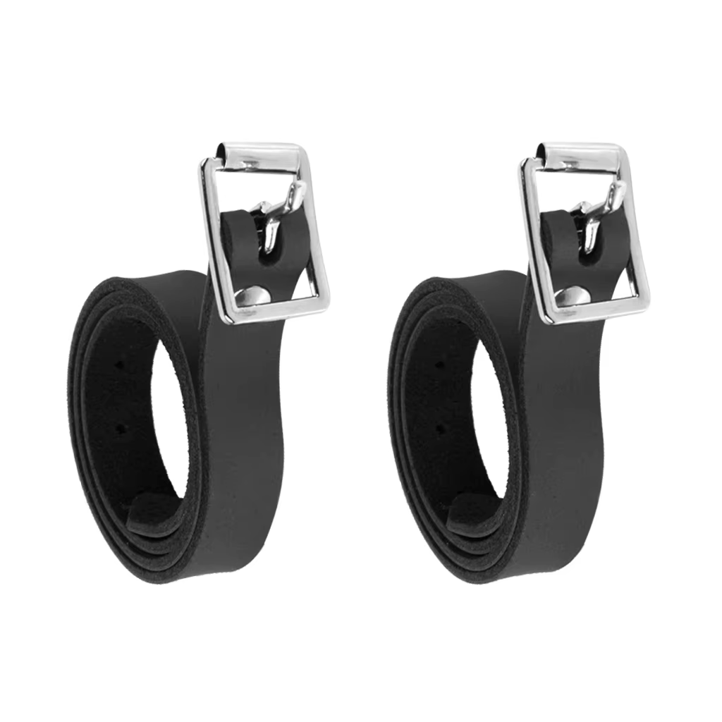 Sangles d'éperon d'équitation en cuir de vache avec structure en alliage, accessoires d'équitation durables et robustes, noir, 2 pièces