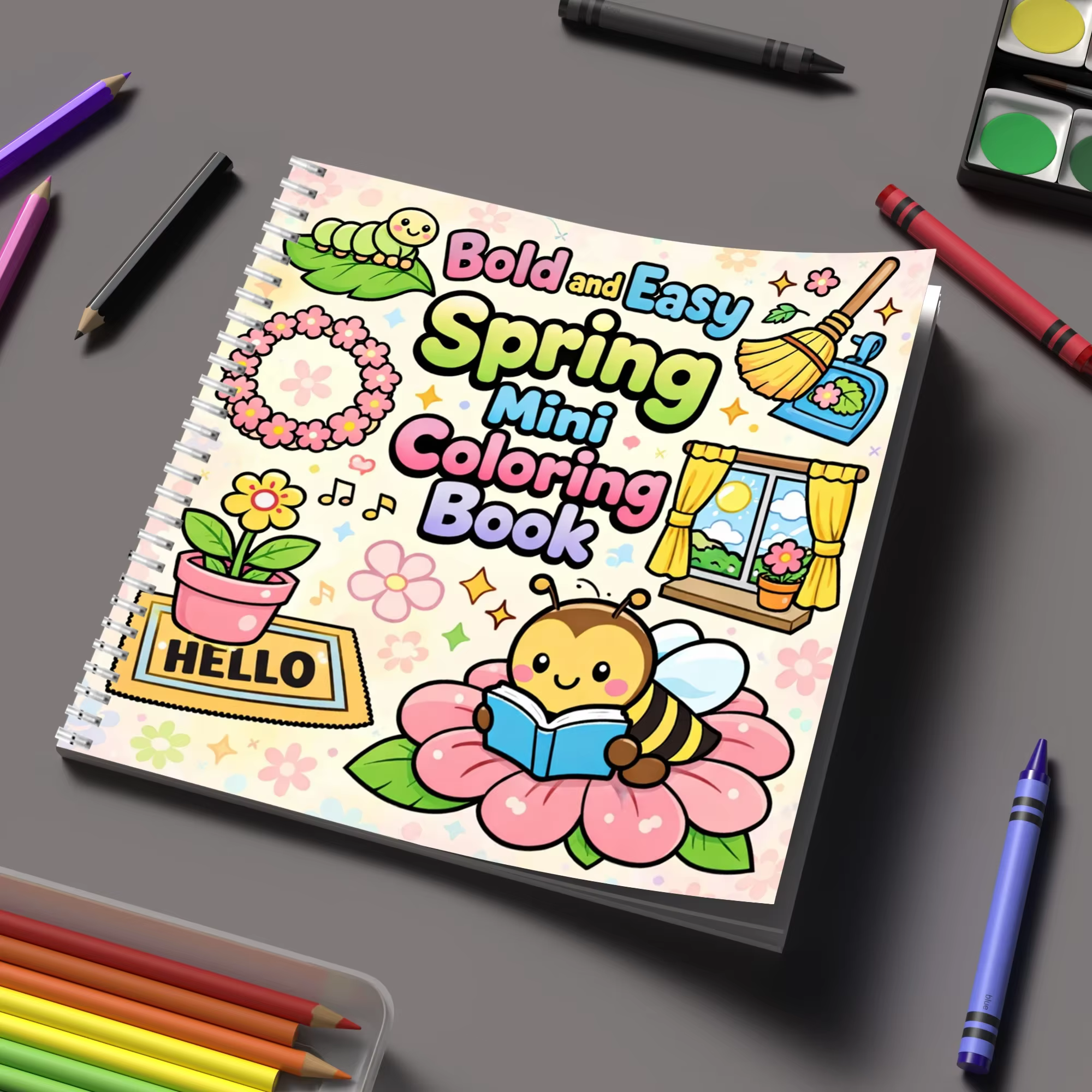 Livre de coloriage mini facile pour adultes, livre de coloriage relaxant, anti-stress, cadeau d'anniversaire et fournitures artistiques pour la rentrée scolaire