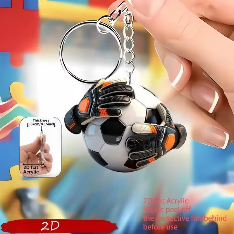 Porte-clés de football de simulation en acrylique, accessoires de bijoux, pendentifs pour sacs à dos, décoration suspendue pour voiture, ornement, porte-clés