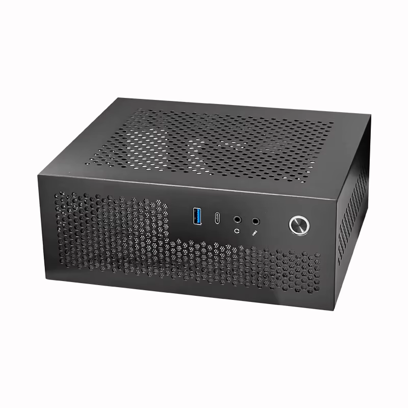 Mini boîtier d'ordinateur ITX pour châssis de bureau Typec (10g) + USB3.0 noir Mini-ITX 0.8mm SPCC boîtier d'ordinateur de bureau adapté à Flex PSU