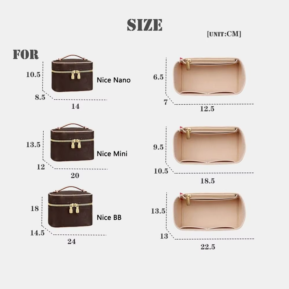 Feutre insérer doublure sac à main organisateur pochette sac à main sac fourre-tout sac interne pour LV Nice Nano/Mini/BB