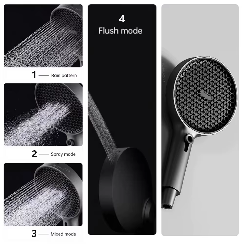 Ensemble de robinets de douche de salle de bains de luxe modernes, avec support de rangement, système de douche à effet de pluie, colonne de panneau, robinets mélangeurs complets en laiton pour baigno