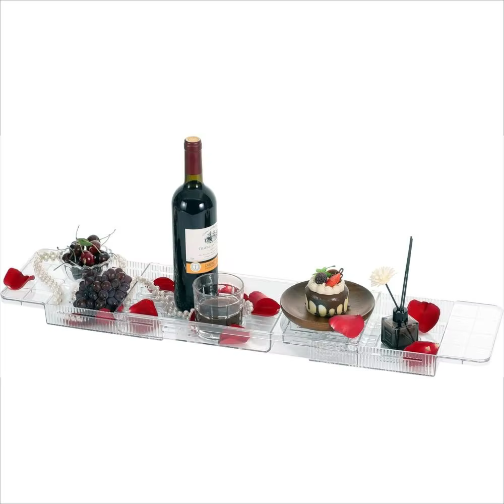 Support de baignoire transparent réglable et extensible, étagère de rangement pour baignoire, accessoires de douche imperméables faciles à nettoyer, organisateur