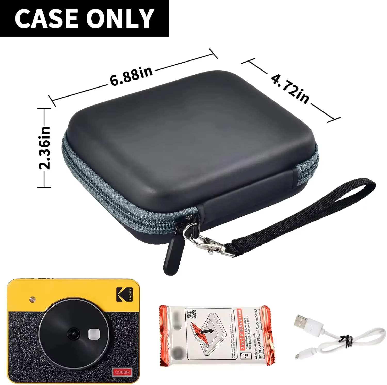 (COULE CASE) Étui pour appareil photo imprimé pour appareil photo instantané sans fil Kodak Mini Shot 3 Retro 4PASS et imprimante photo, transport d'imprimante photo